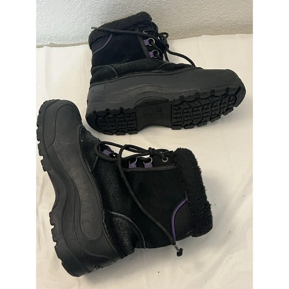 GANDER MTN Womens Black Purple Thermolite Faux Fur Suede‎ Winter Boots Size 7